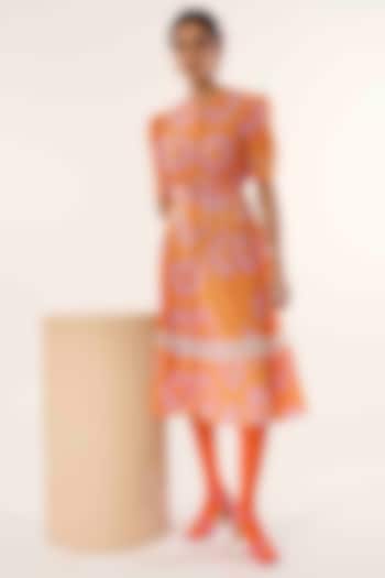 Pink & Orange Cotton Midi Dress by GAACH