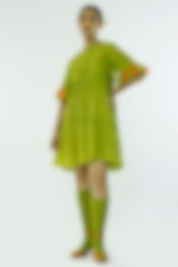Green Cotton High-Low Tiered Mini Dress by GAACH