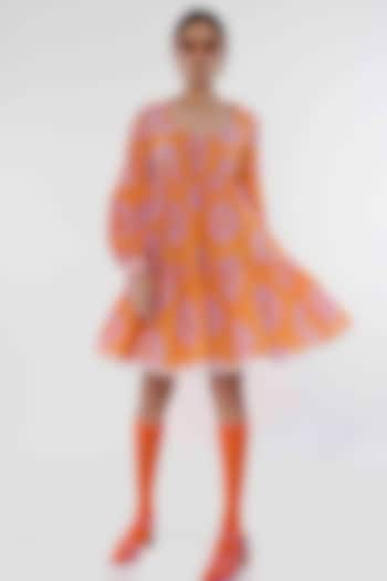 Pink & Orange Cotton Tiered Mini Dress by GAACH