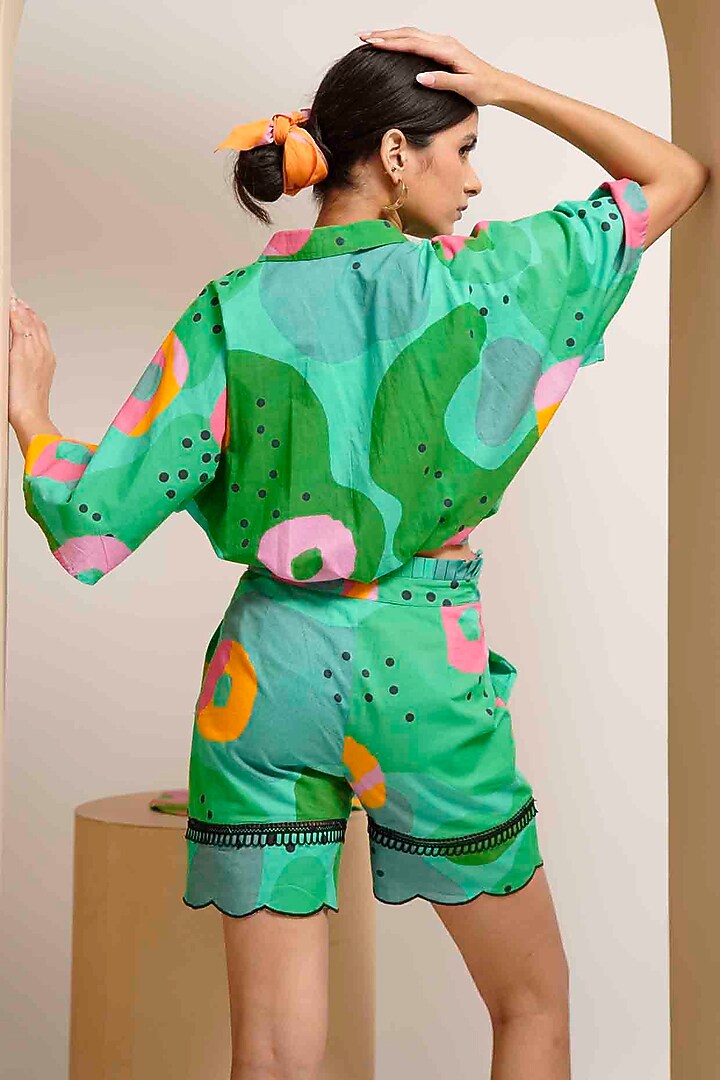 Green Cotton Printed Co-Ord Set by GAACH at Pernia's Pop Up Shop