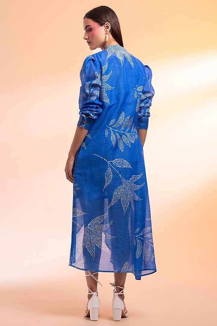 Electric Blue Kota Doriya Mal Cowl Vacation Dress by Gazab By Miku Kumar at Pernia's Pop Up Shop