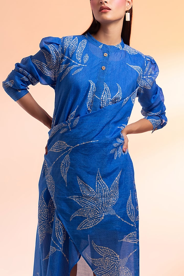 Electric Blue Kota Doriya Mal Cowl Vacation Dress by Gazab By Miku Kumar at Pernia's Pop Up Shop