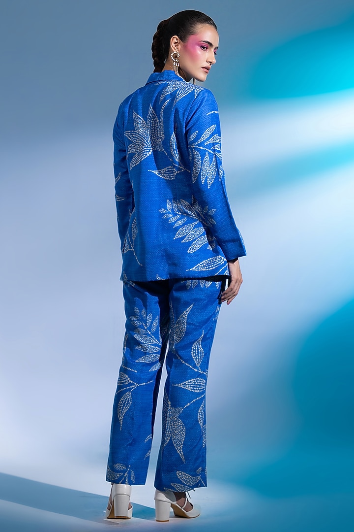 Electric Blue Kota Doriya Mal Blazer Set by Gazab By Miku Kumar at Pernia's Pop Up Shop