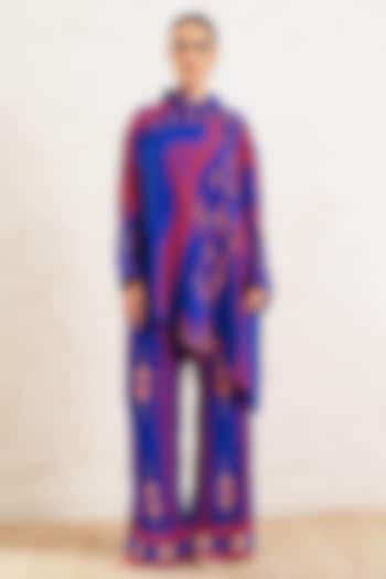 Blue Crepe Printed Co-Ord Set by Gazab By Miku Kumar at Pernia's Pop Up Shop