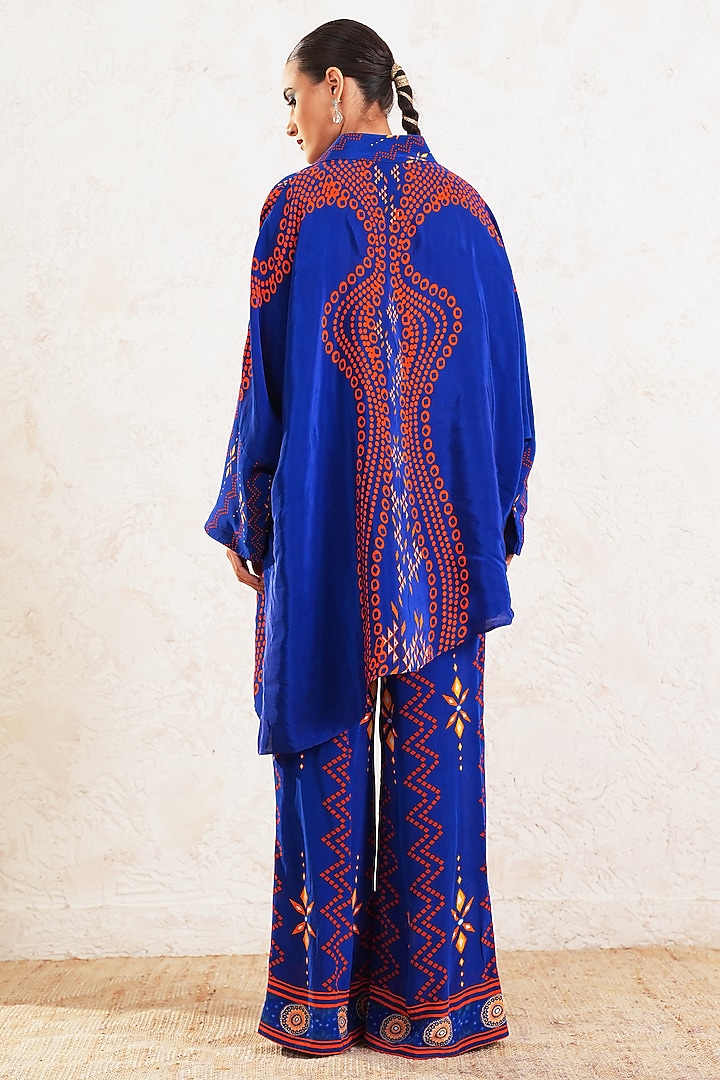 Blue Crepe Printed Co-Ord Set by Gazab By Miku Kumar at Pernia's Pop Up Shop