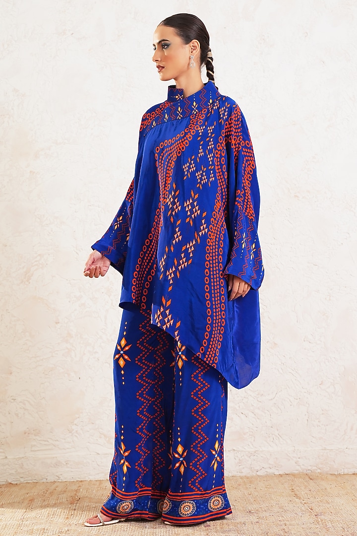 Blue Crepe Printed Co-Ord Set by Gazab By Miku Kumar at Pernia's Pop Up Shop