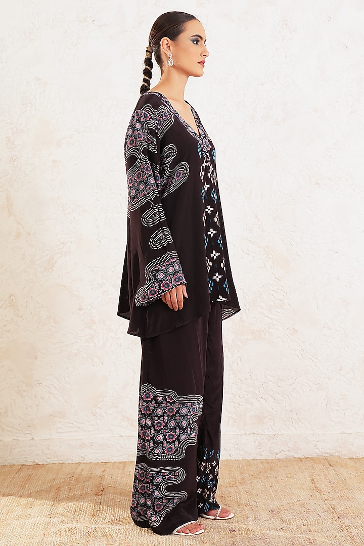 Brown Crepe Printed Co-Ord Set by Gazab By Miku Kumar at Pernia's Pop Up Shop