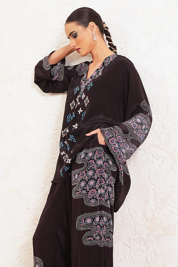 Brown Crepe Printed Co-Ord Set by Gazab By Miku Kumar at Pernia's Pop Up Shop
