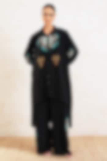 Black Crepe Printed Co-Ord Set by Gazab By Miku Kumar at Pernia's Pop Up Shop