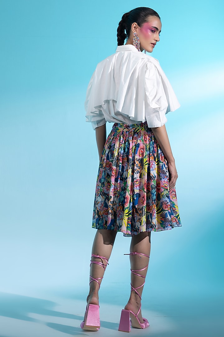 Multi-Colored Georgette Floral Printed Skirt Set by Gazab By Miku Kumar at Pernia's Pop Up Shop