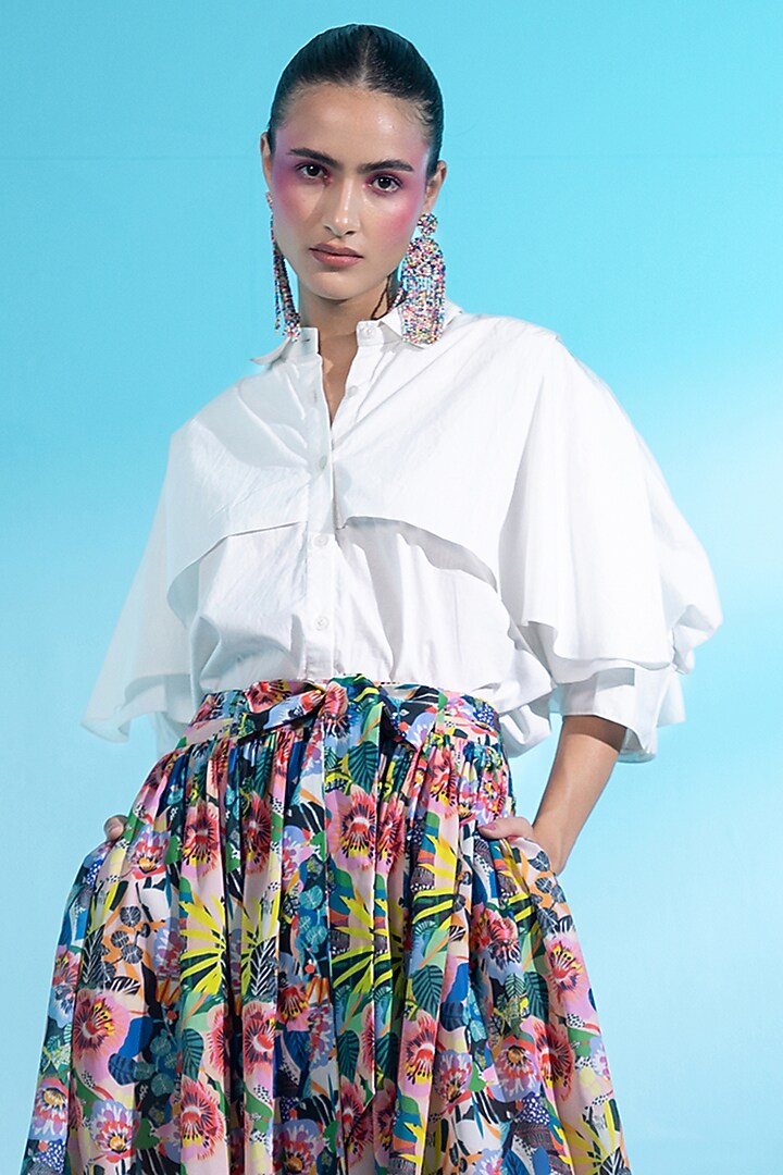 Multi-Colored Georgette Floral Printed Skirt Set by Gazab By Miku Kumar at Pernia's Pop Up Shop