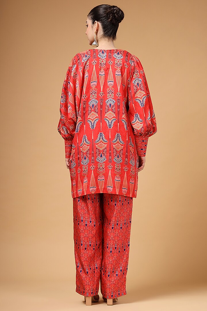 Red Silk Crepe Printed Co-Ord Set by Gazab By Miku Kumar at Pernia's Pop Up Shop