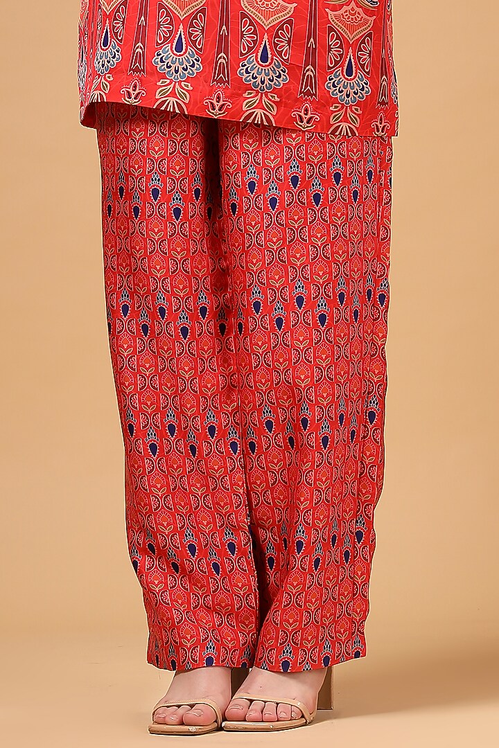 Red Silk Crepe Printed Co-Ord Set by Gazab By Miku Kumar at Pernia's Pop Up Shop