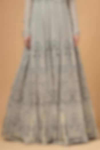 Black & White Georgette Printed Party Wear Anarkali Set by Gazab By Miku Kumar at Pernia's Pop Up Shop