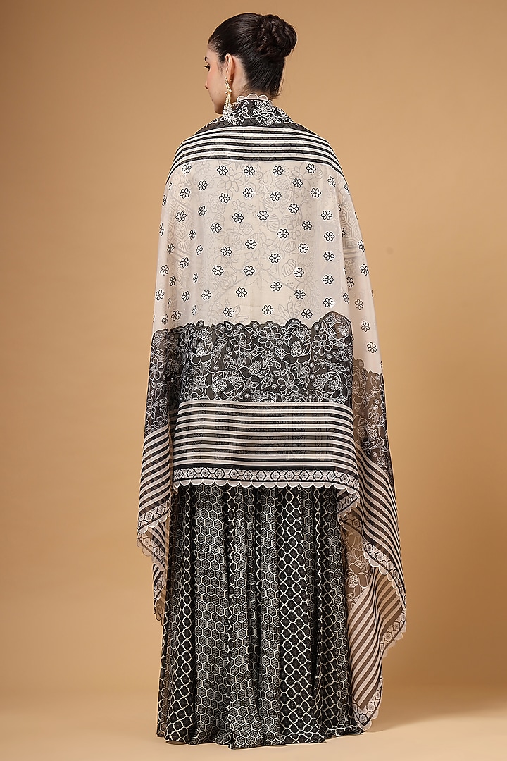 Black & White Georgette Party Wear Sharara Set by Gazab By Miku Kumar at Pernia's Pop Up Shop