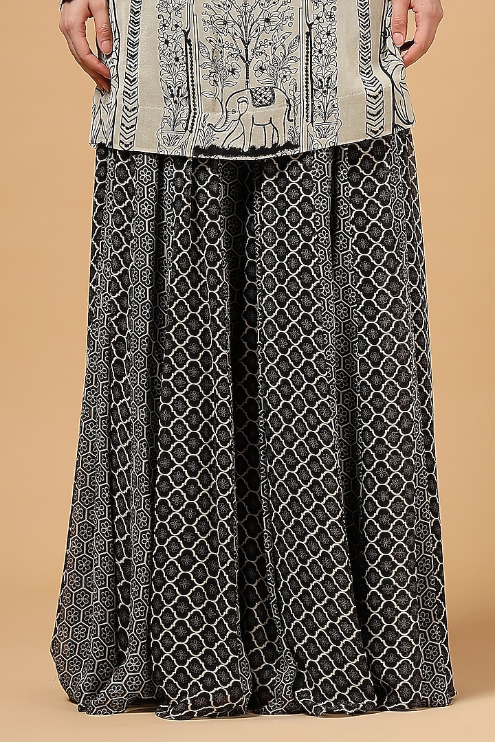 Black & White Georgette Party Wear Sharara Set by Gazab By Miku Kumar at Pernia's Pop Up Shop