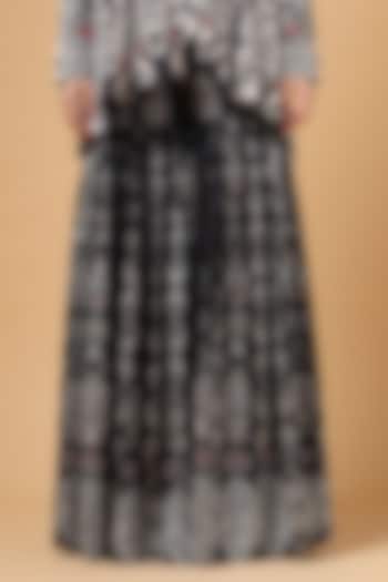 Black Silk Crepe Printed Jacket Set by Gazab By Miku Kumar at Pernia's Pop Up Shop