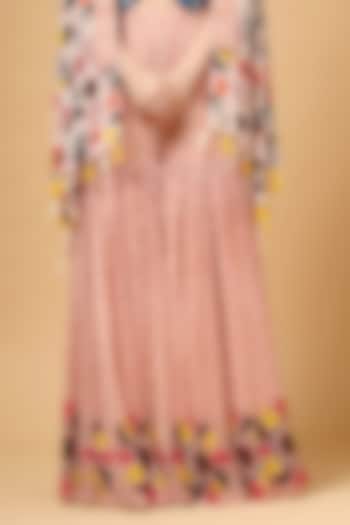 Peach Sequins Embroidered Cape Set by Gazab By Miku Kumar at Pernia's Pop Up Shop
