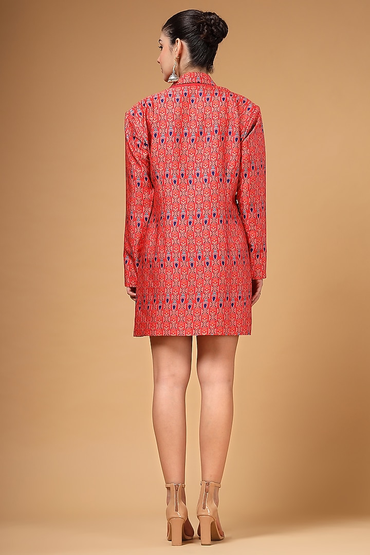 Red Organza Printed Vacation Dress by Gazab By Miku Kumar at Pernia's Pop Up Shop