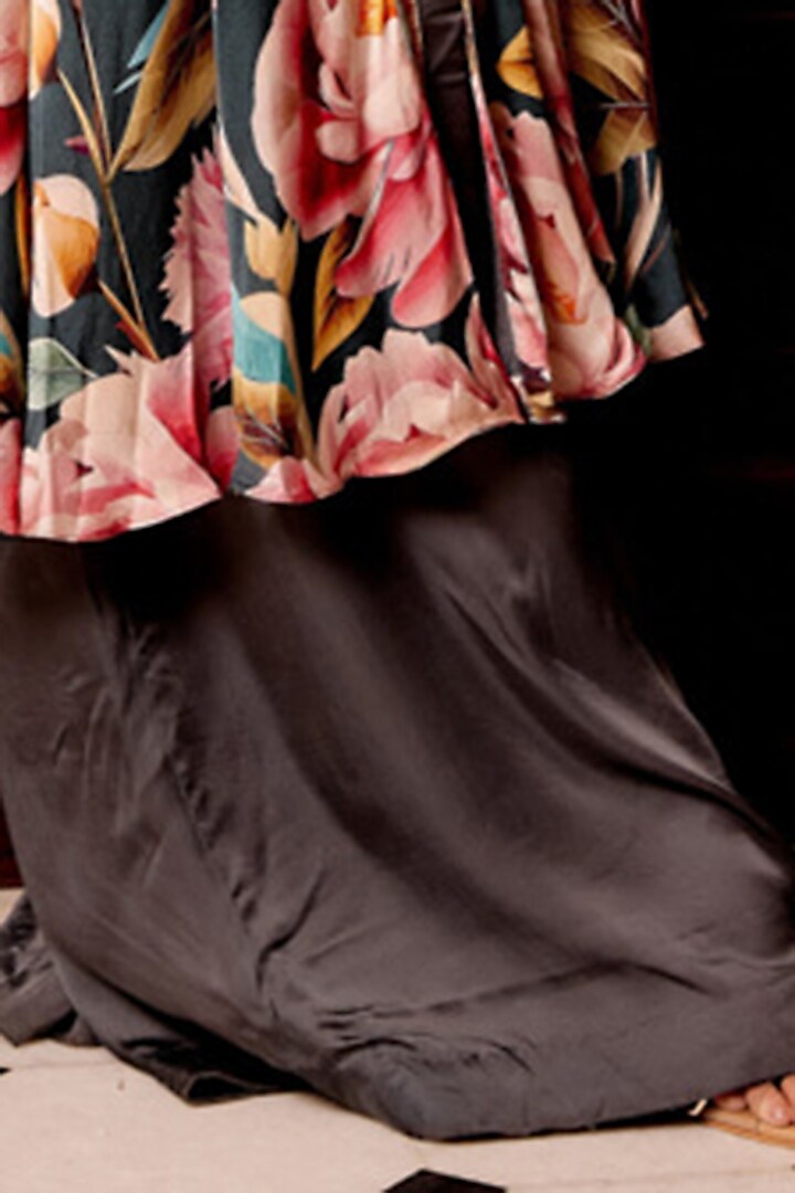 Multi-Colored Cupro Satin Printed & Lace Embellished Party Wear Anarkali Set by Gauri Dhawan at Pernia's Pop Up Shop