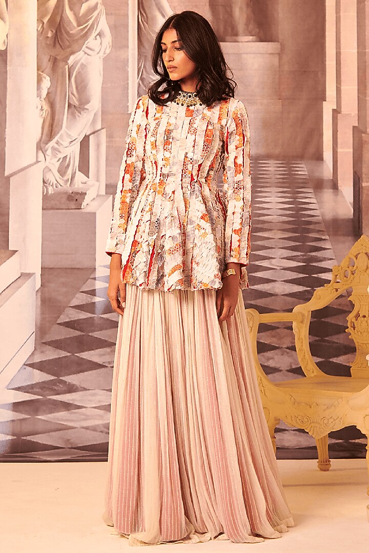 Multi-Colored Handcrafted Cotton Textile Peplum Tunic by Gauri Dhawan at Pernia's Pop Up Shop