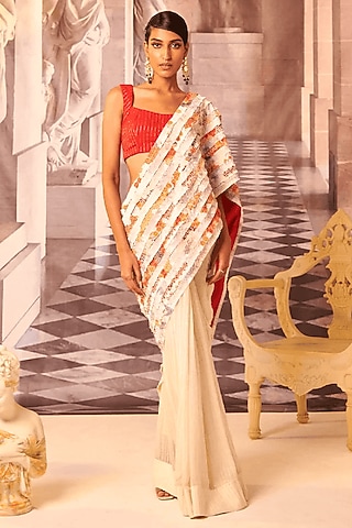 Multi-Colored Chiffon Saree Set by Gauri Dhawan