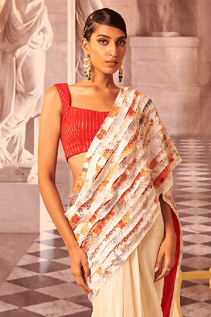 Multi-Colored Chiffon Party Wear Saree Set by Gauri Dhawan at Pernia's Pop Up Shop
