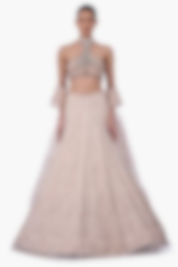 Haze Champagne Net Embellished Bridal Lehenga Set by Gaurav Gupta at Pernia's Pop Up Shop
