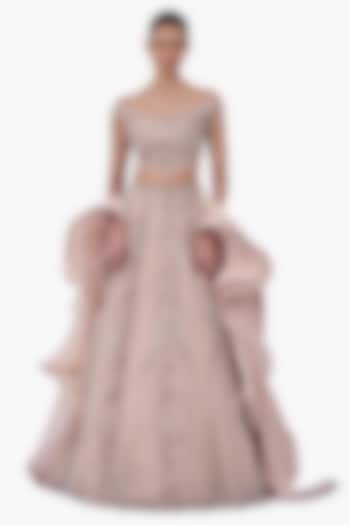 Haze Champagne Georgette Embroidered Bridal Lehenga Set by Gaurav Gupta at Pernia's Pop Up Shop