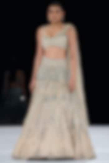 Nude Tulle Crystal Embroidered Lehenga Set by Gaurav Gupta at Pernia's Pop Up Shop