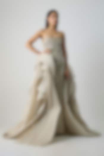 Sage Gold & Silver Net Bridal Gown by Gaurav Gupta at Pernia's Pop Up Shop