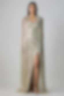 Sage Gold Polyester Cape by Gaurav Gupta