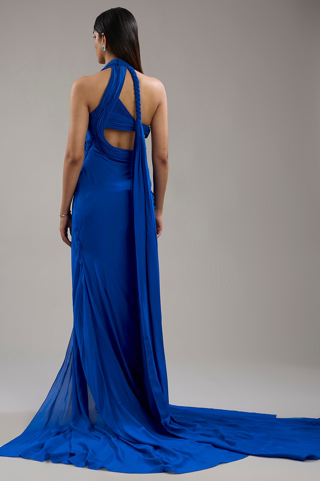 Electric Blue Woven Silk Chiffon Cut-Out Sculpted Bridal Gown by Gaurav  Gupta at Pernia's Pop Up Shop 2026