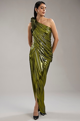 Green Jersey Gown by Gaurav Gupta