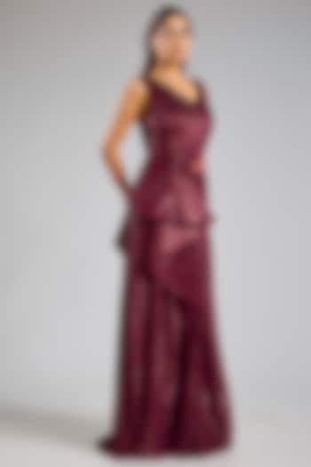 Red Scale Sequins Bridal Gown by Gaurav Gupta at Pernia's Pop Up Shop