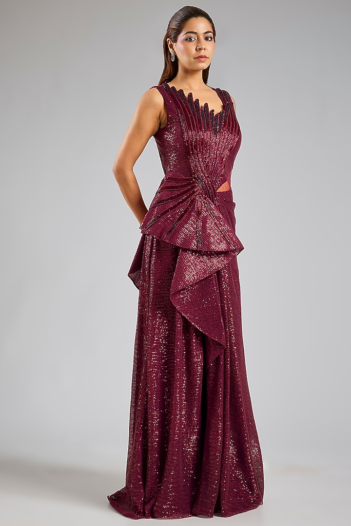 Red Scale Sequins Bridal Gown by Gaurav Gupta at Pernia's Pop Up Shop