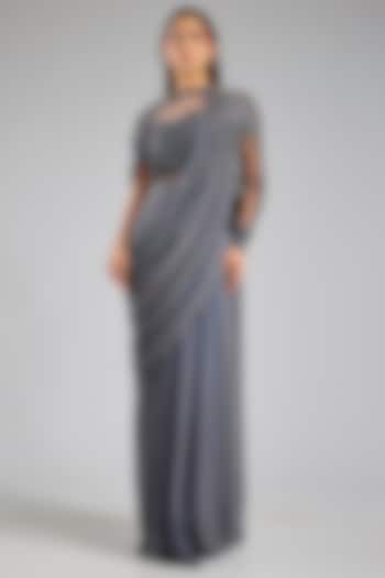 Grey Viscose Georgette Bridal Gown by Gaurav Gupta at Pernia's Pop Up Shop