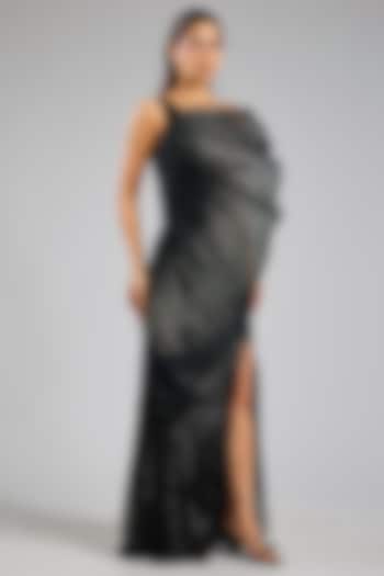 Black Sequins Structured Bridal Gown by Gaurav Gupta at Pernia's Pop Up Shop