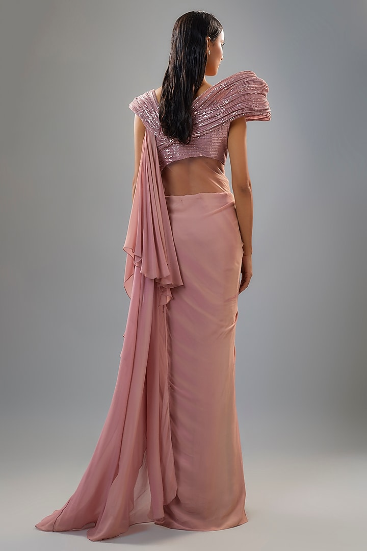 Rose Bud Sequins Sculpted Bridal Gown Saree by Gaurav Gupta at Pernia's Pop Up Shop