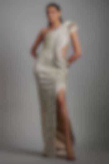 Sage Gold Satin Bridal Gown by Gaurav Gupta at Pernia's Pop Up Shop