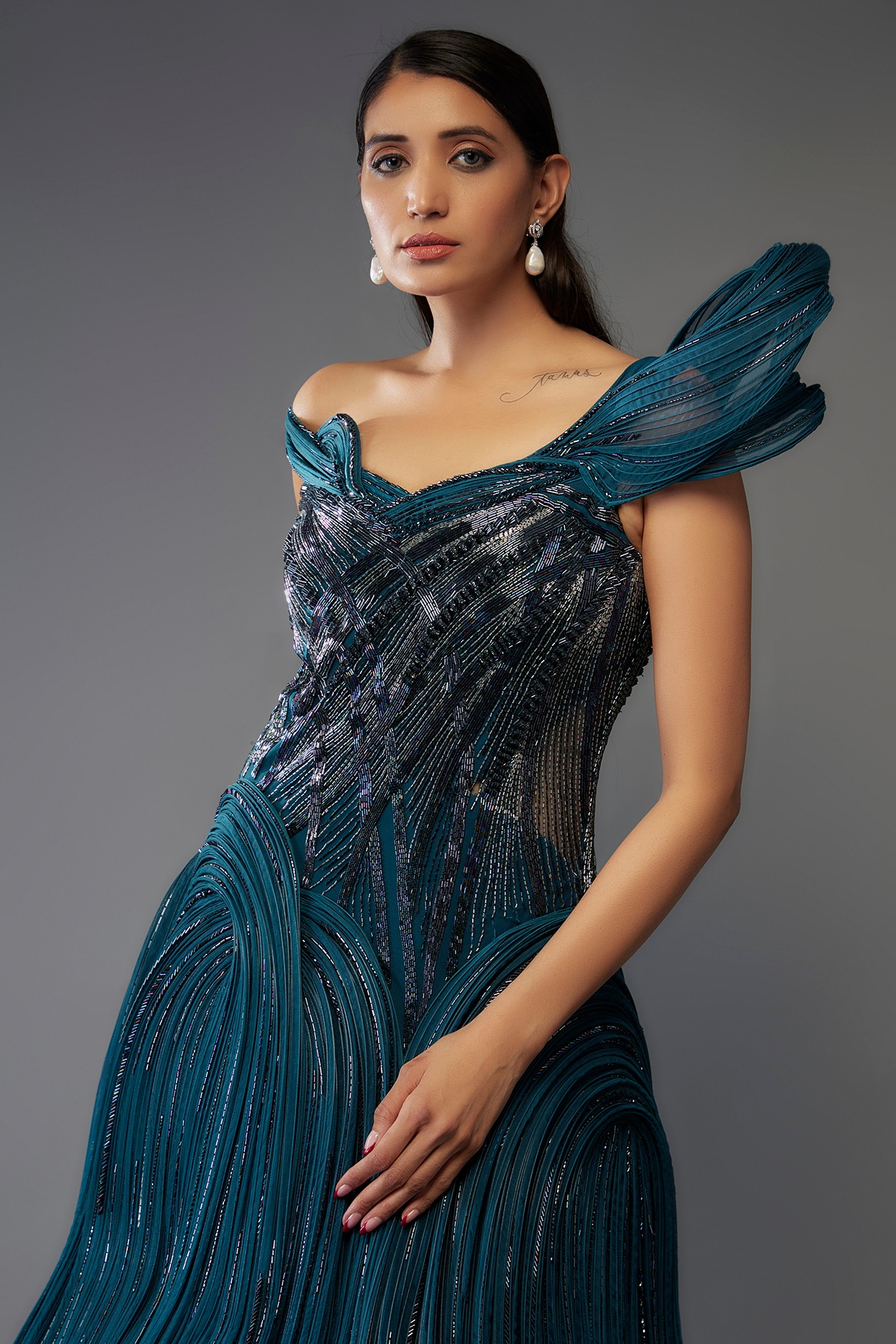 Gaurav Gupta blue sculpted gown – Kuro Clothing India