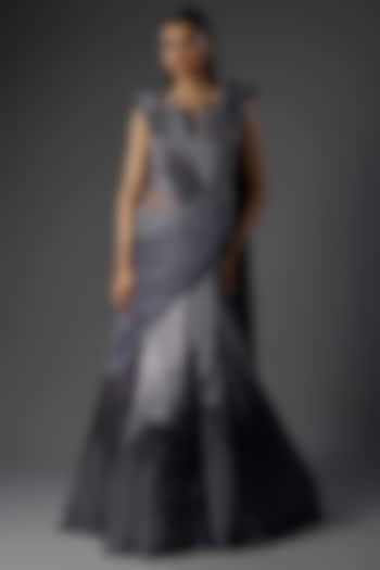 Lava Grey Georgette Bridal Lehenga Saree  by Gaurav Gupta at Pernia's Pop Up Shop