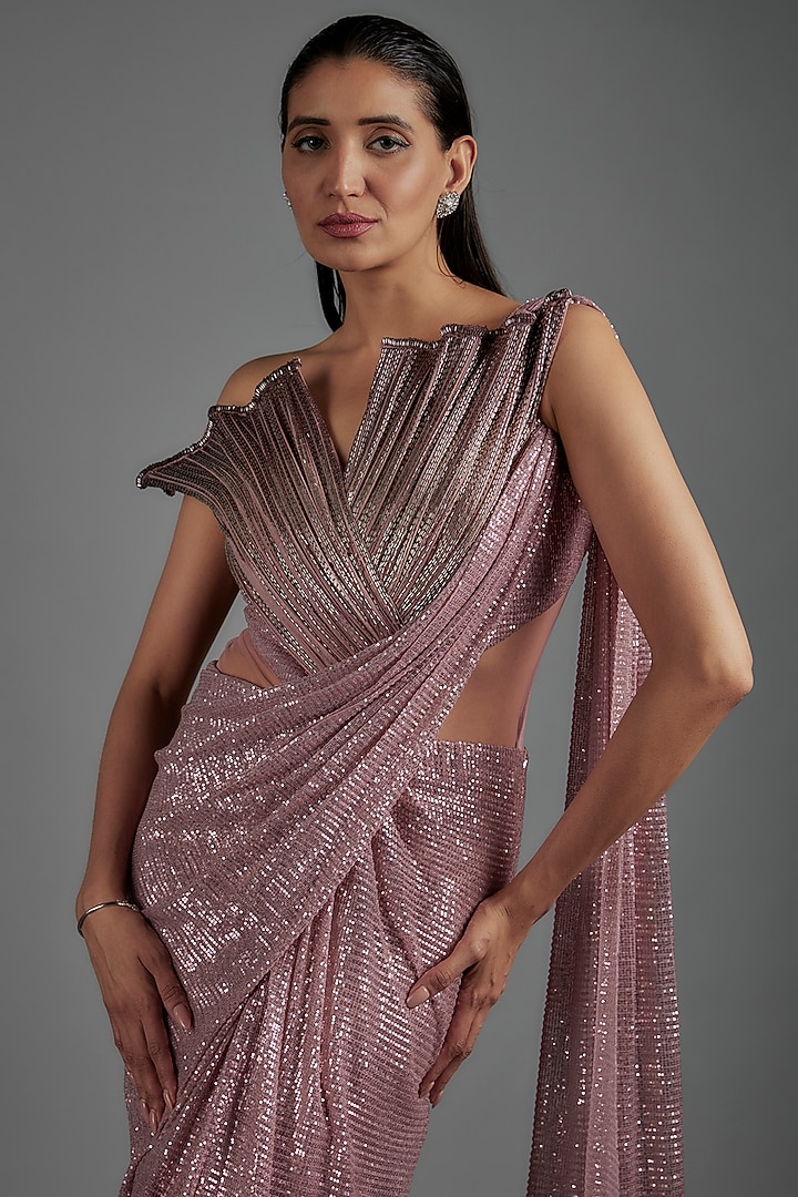 Misty Rose Sequins Sculpted Bridal Gown by Gaurav Gupta at Pernia's Pop Up Shop