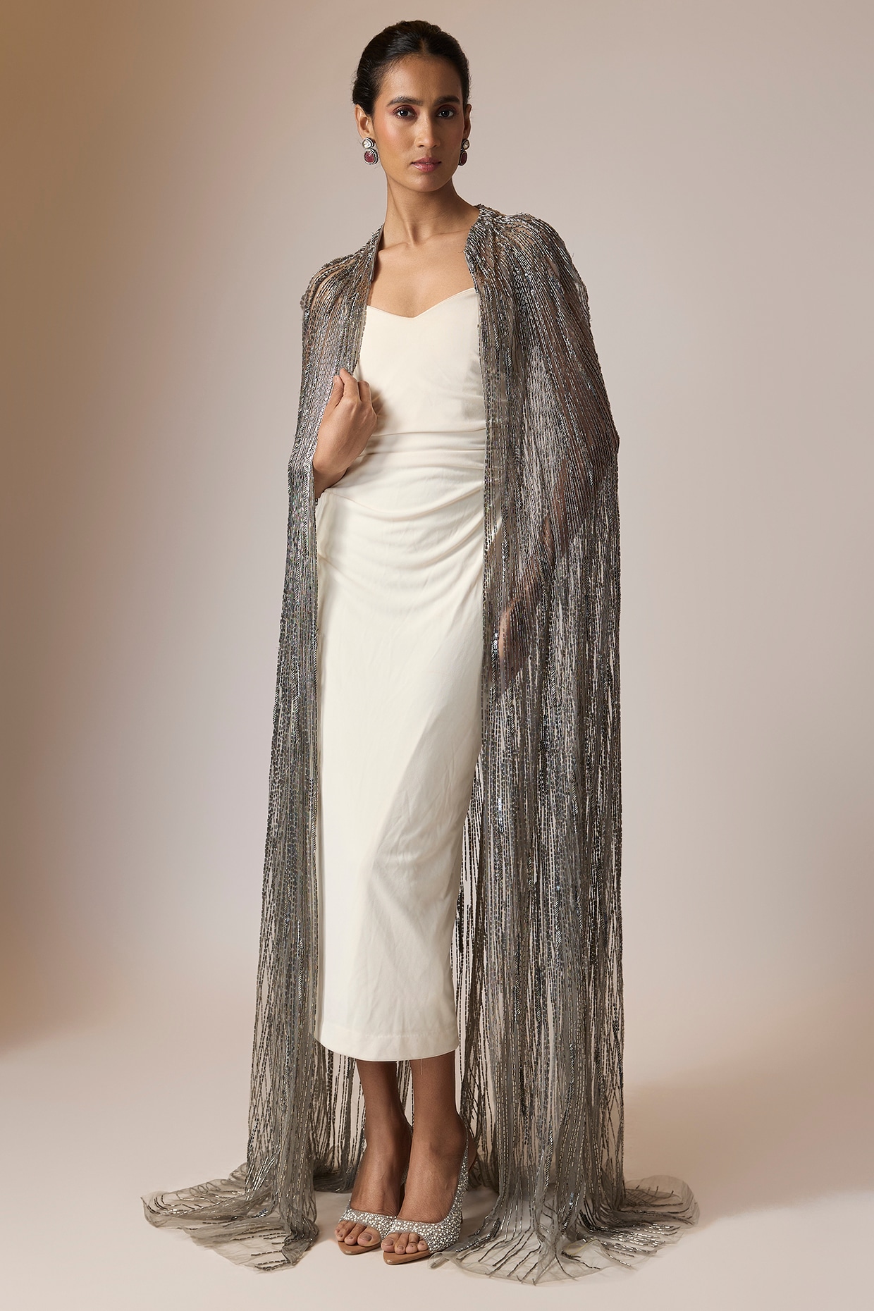 Gaurav Gupta Pewter Net Cape