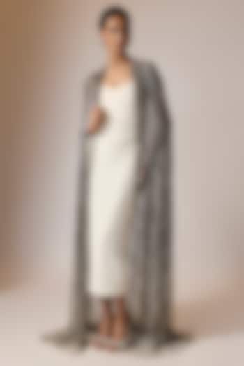 Pewter Net Cape by Gaurav Gupta at Pernia's Pop Up Shop