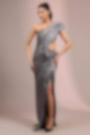 Pewter Satin Bridal Gown by Gaurav Gupta at Pernia's Pop Up Shop