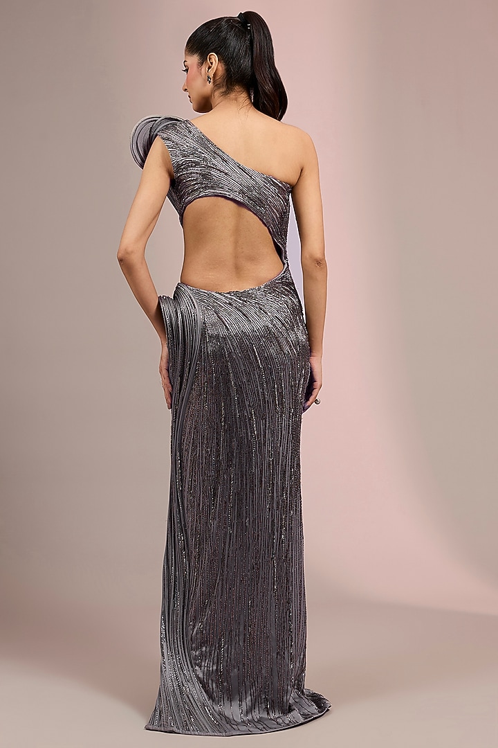 Pewter Satin Bridal Gown by Gaurav Gupta at Pernia's Pop Up Shop