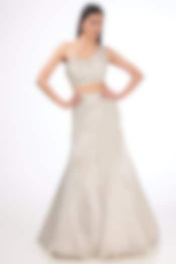 Sage Gold Rayon Georgette Bridal Lehenga Set by Gaurav Gupta at Pernia's Pop Up Shop