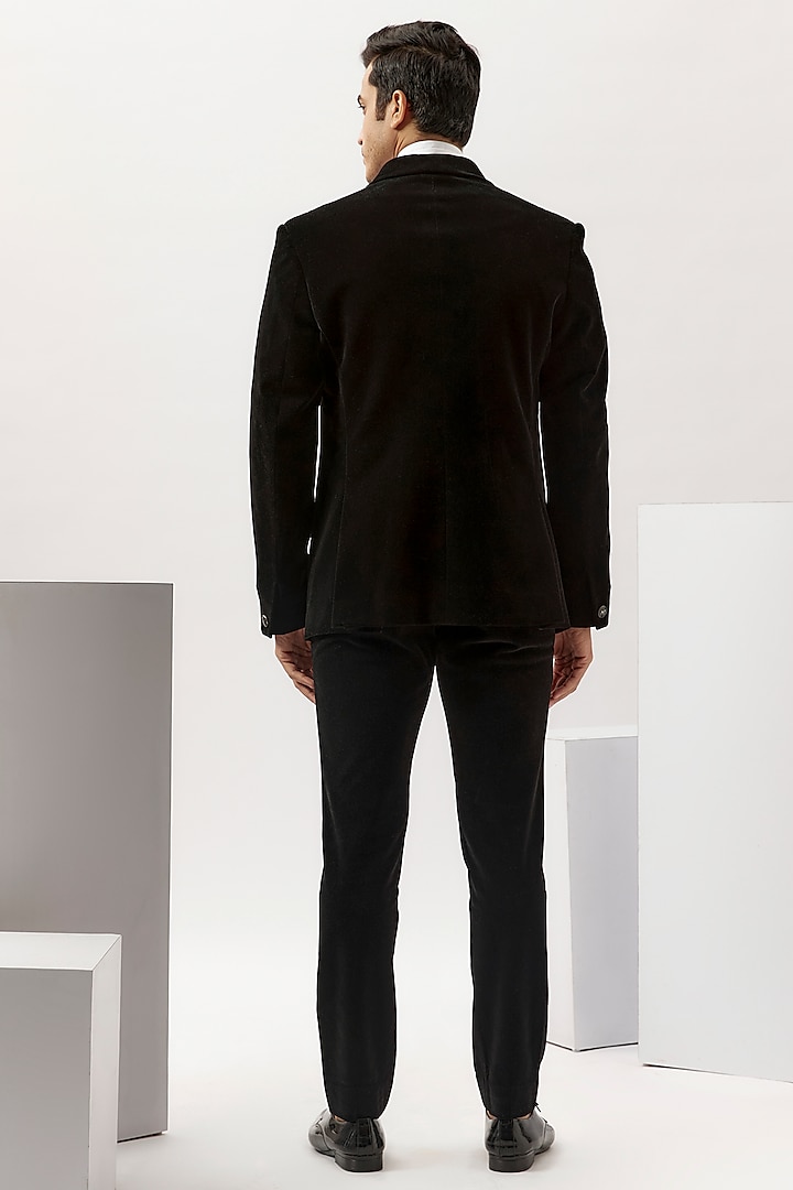 Black Velvet Tuxedo Set by Gaurav Gupta Men at Pernia's Pop Up Shop