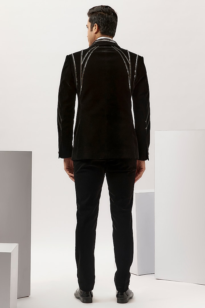 Black Velvet Tuxedo Set by Gaurav Gupta Men at Pernia's Pop Up Shop